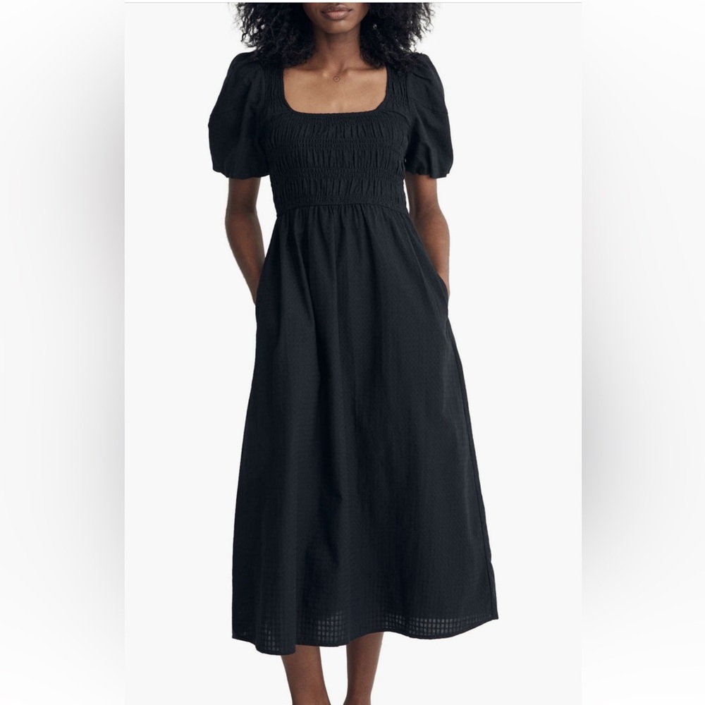 Madewell Black Long Sleeve Dress with Puff Sleeves